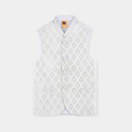 Boys Cotton Poplin 3Piece Suit-White