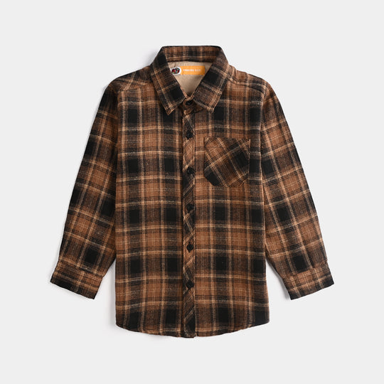 Boys Flannel Shirt (Checkmate)-Brown Check