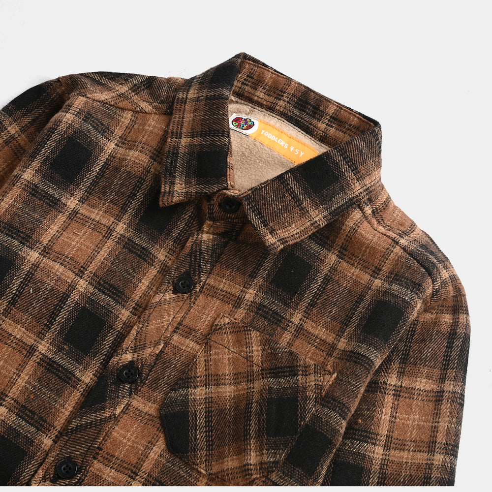 Boys Flannel Shirt (Checkmate)-Brown Check