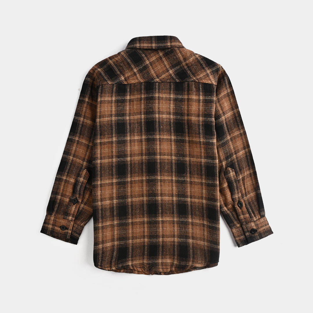 Boys Flannel Shirt (Checkmate)-Brown Check