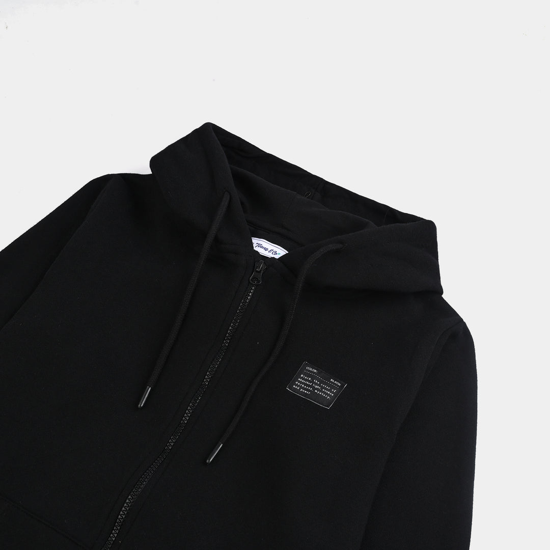 Teens Girls Fleece Jacket SOLID-BLACK