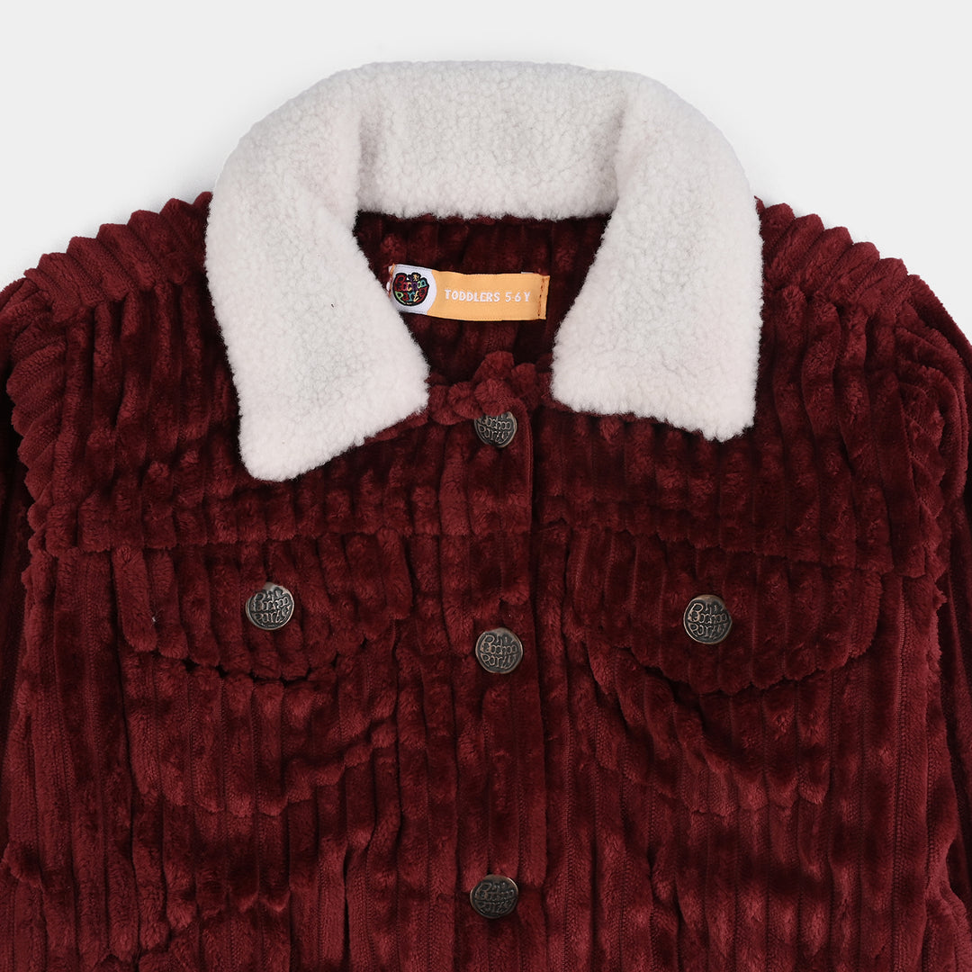 Girls Corduroy Woven Jacket Sherpa Ginger-RED
