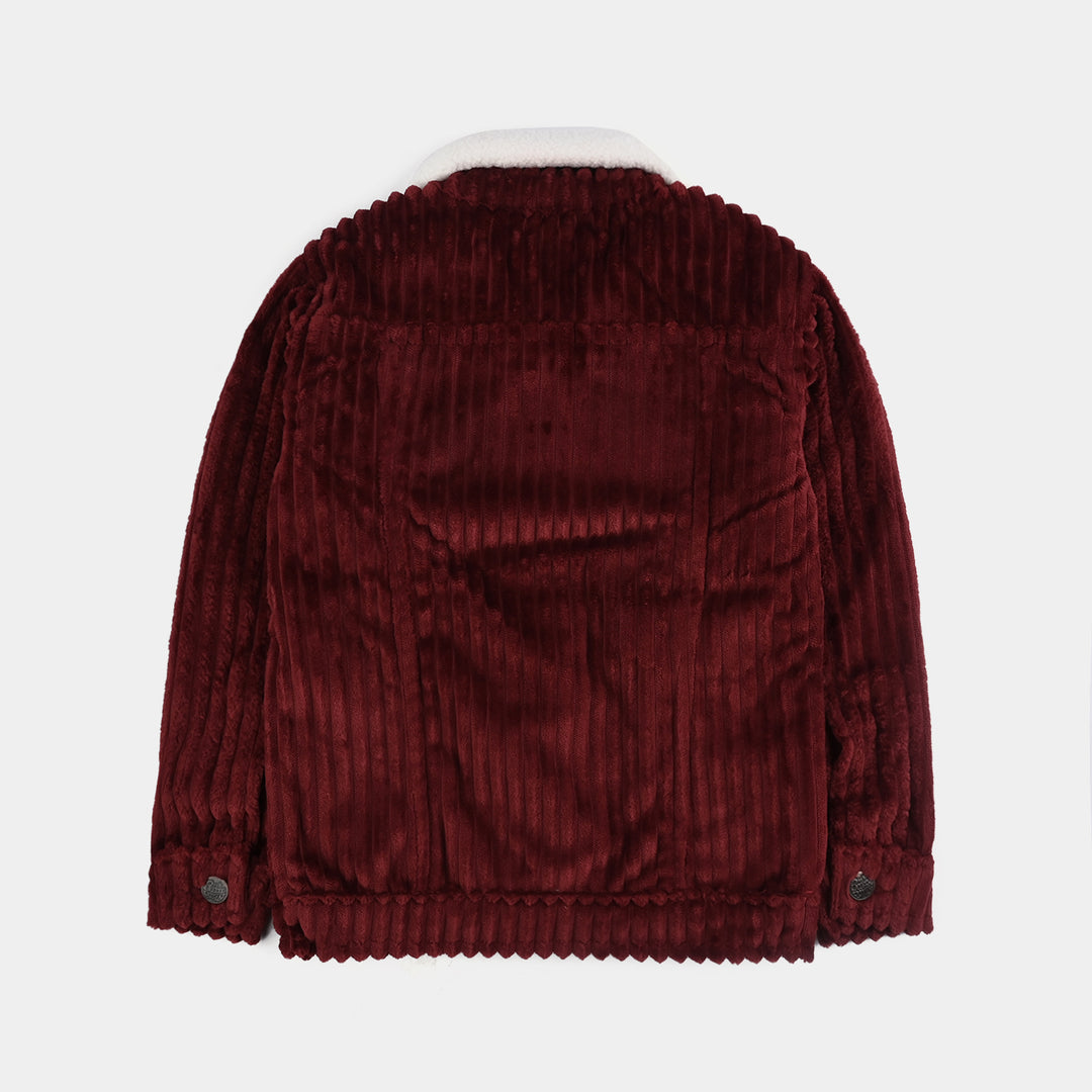Girls Corduroy Woven Jacket Sherpa Ginger-RED
