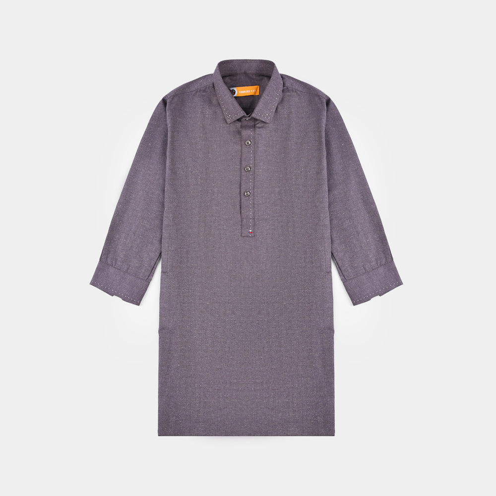 Boys Poly Viscose Suit (Contrast Stitch)-GREY