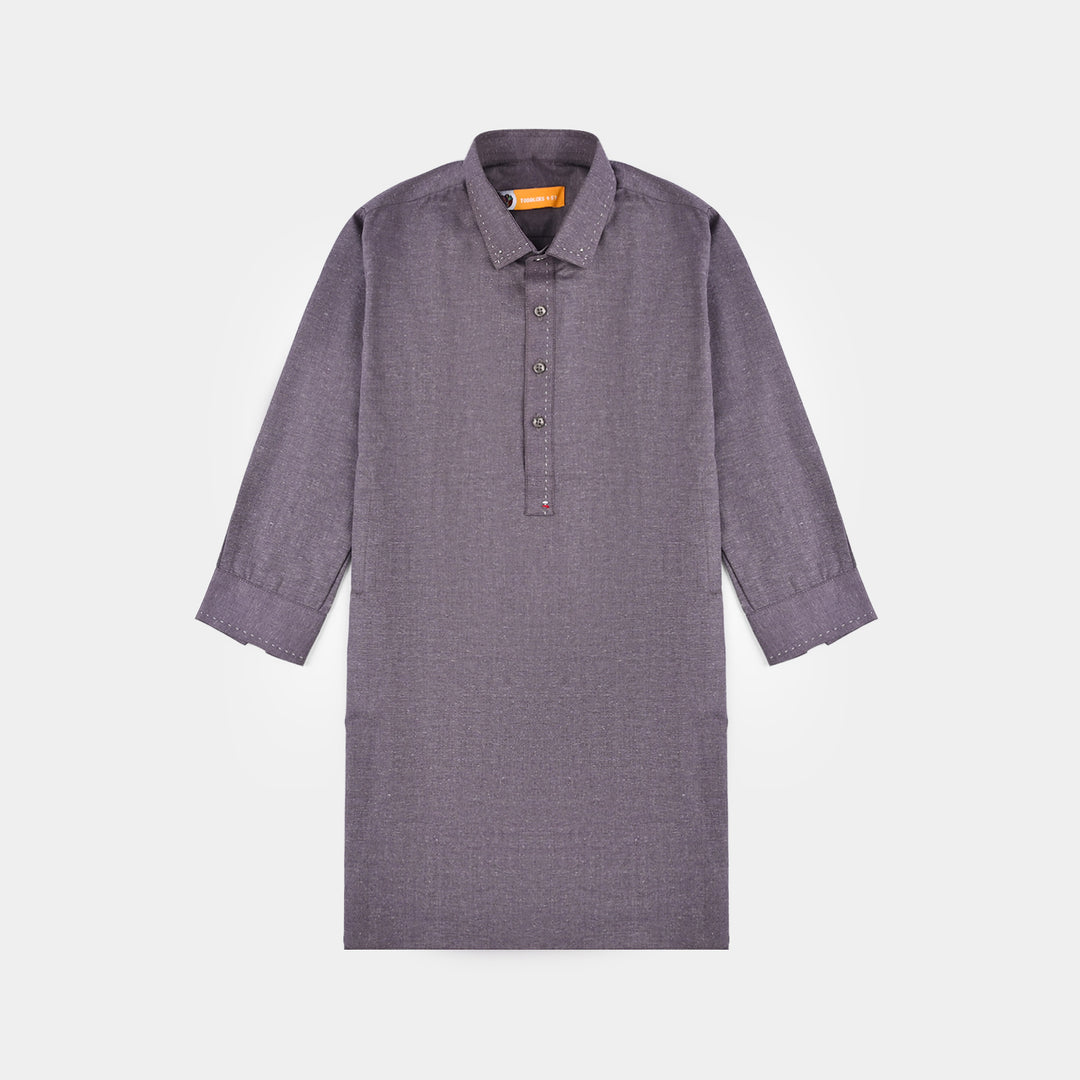Boys Poly Viscose Suit (Contrast Stitch)-GREY