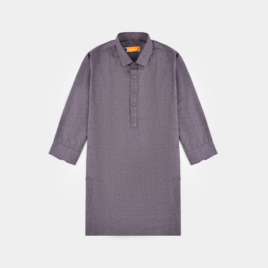 Boys Poly Viscose Suit (Contrast Stitch)-GREY