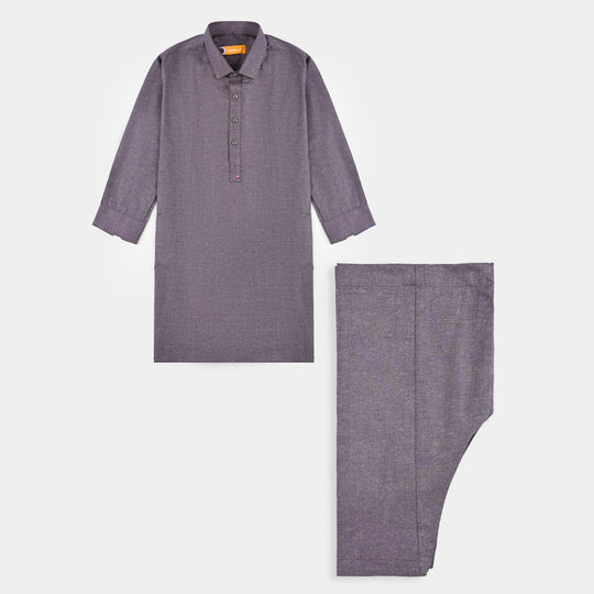 Boys Poly Viscose Suit (Contrast Stitch)-GREY