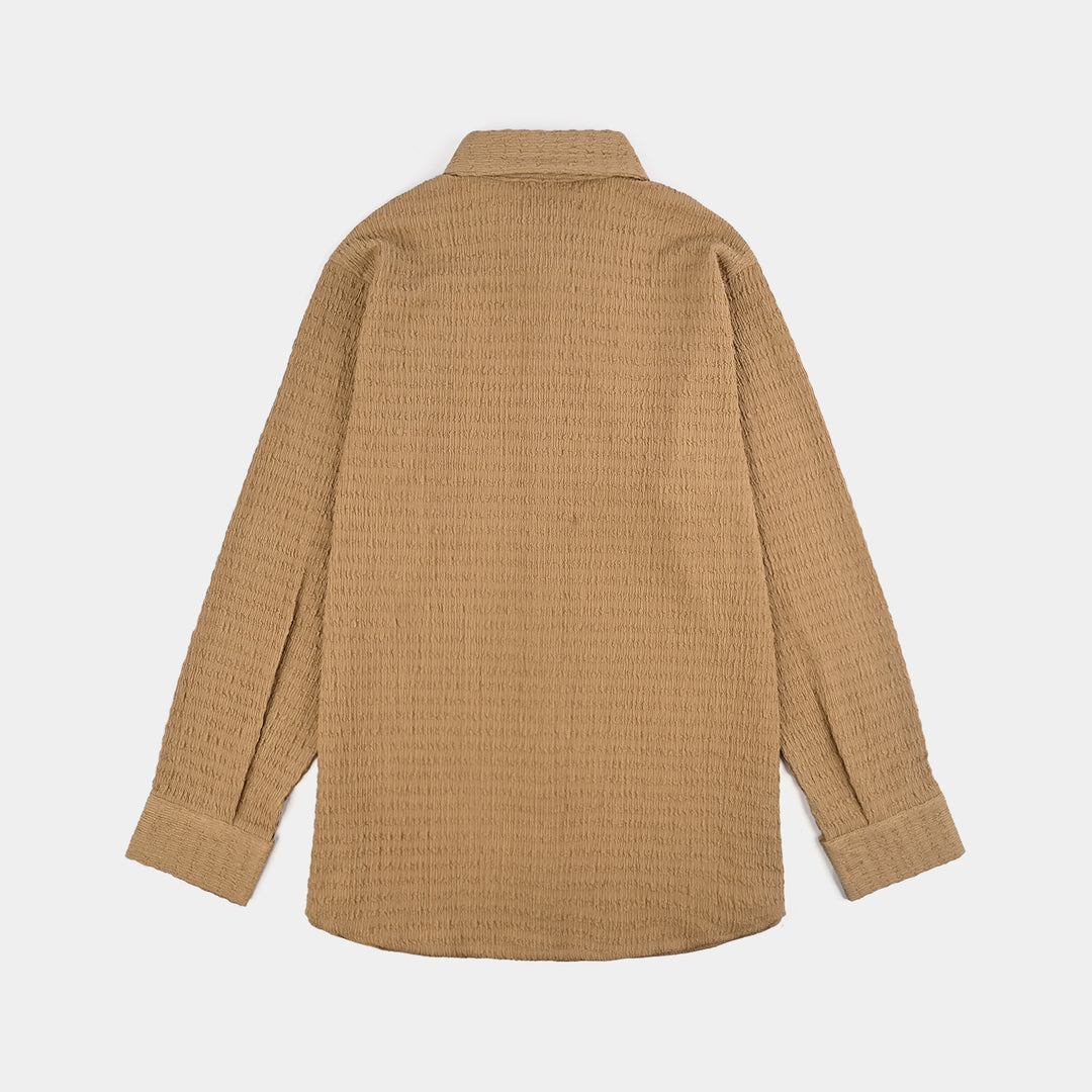 Teens Girls Poly Viscose CO-Ord Set Textured-COFFEE
