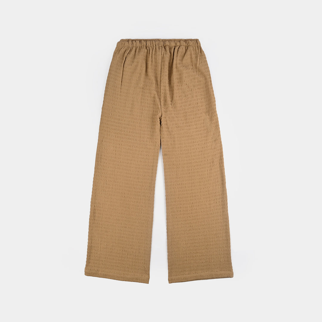 Teens Girls Poly Viscose CO-Ord Set Textured-COFFEE