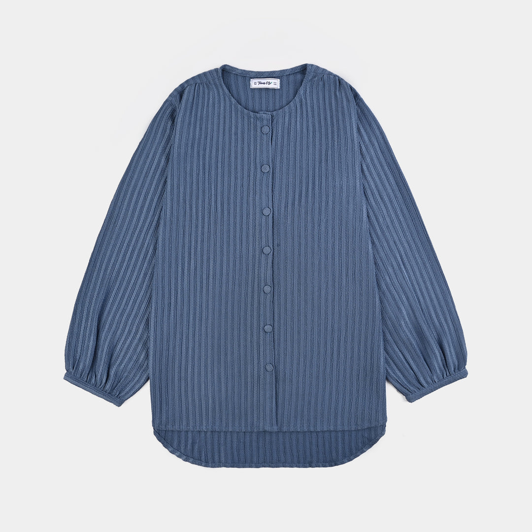 Teens Girls Poly Viscose CO-Ord Cloudy-Antique Blue