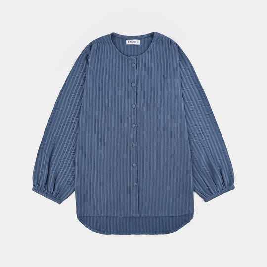 Teens Girls Poly Viscose CO-Ord Cloudy-Antique Blue
