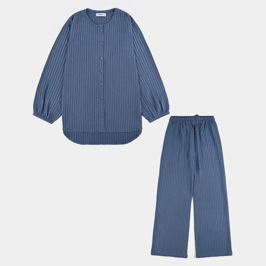 Teens Girls Poly Viscose CO-Ord Cloudy-Antique Blue