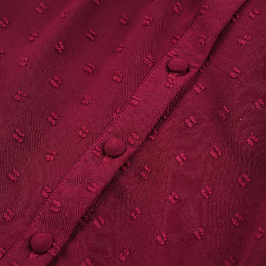 Teens Girls Poly Cotton Maroon Motif Casual Top-MAROON