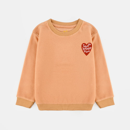 Girls Fleece Sweatshirt HAPPY PLACE-ORANGE