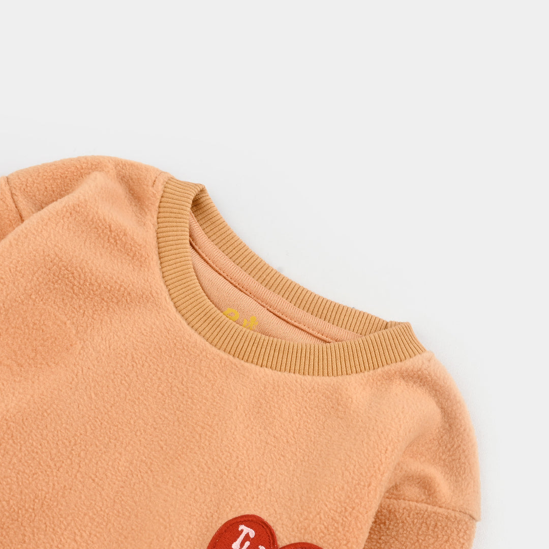 Girls Fleece Sweatshirt HAPPY PLACE-ORANGE