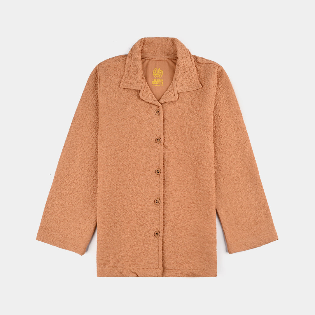 Girls Jacquard 2 Piece Brown Texture-BROWN