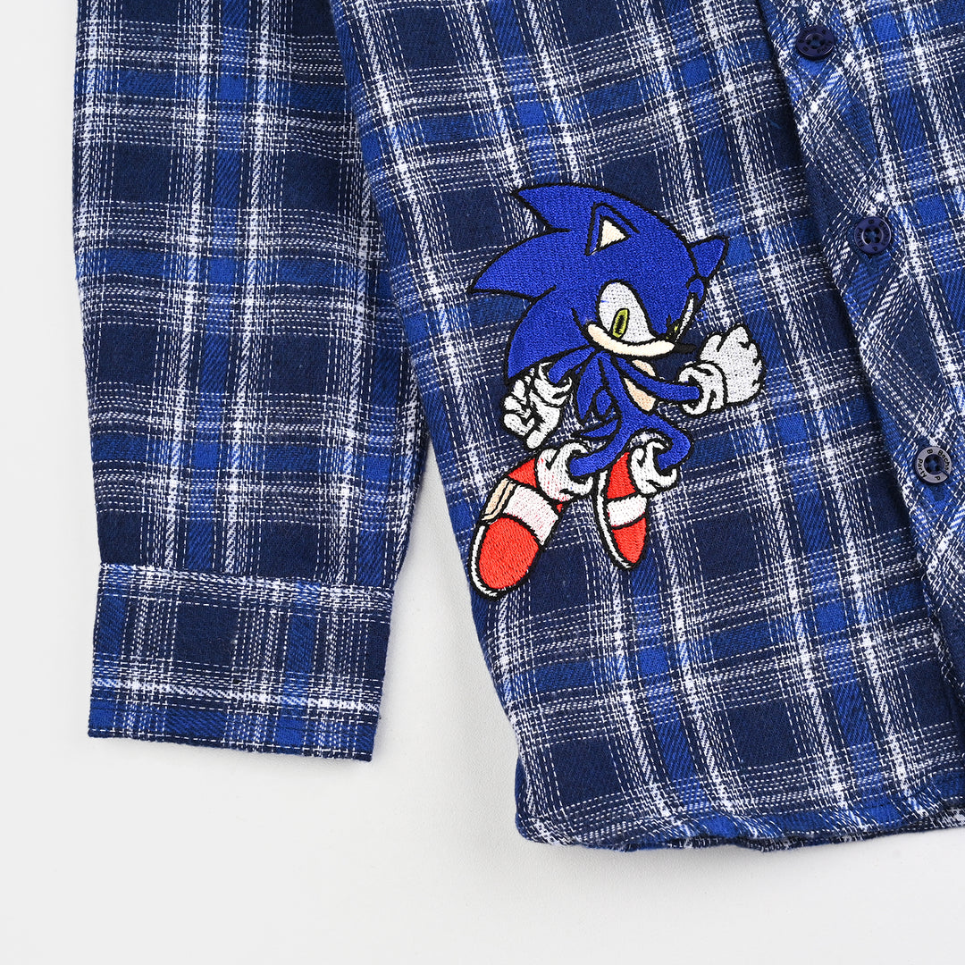 Boys Flannel Shirt (Outta Here)-Blue Check