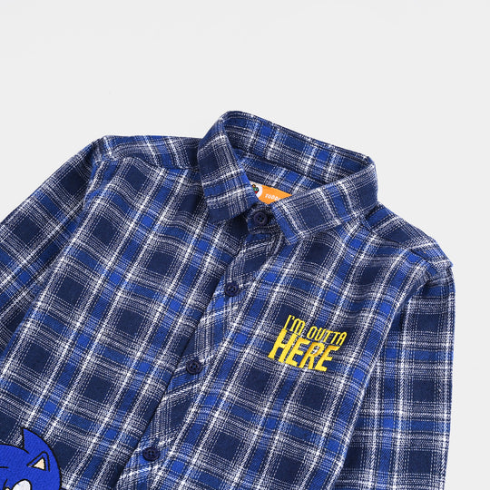 Boys Flannel Shirt (Outta Here)-Blue Check