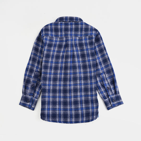 Boys Flannel Shirt (Outta Here)-Blue Check