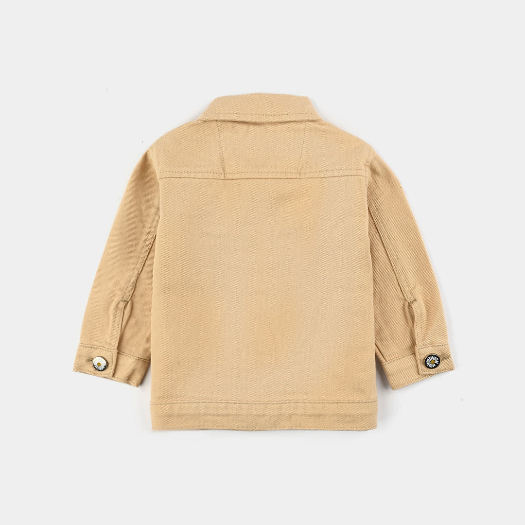 Infant Girls Cotton Twill Woven Jacket - Beige