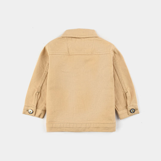 Infant Girls Cotton Twill Woven Jacket - Beige