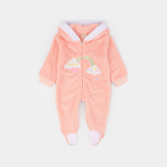 Infant Unisex Faux fur Romper-PINK