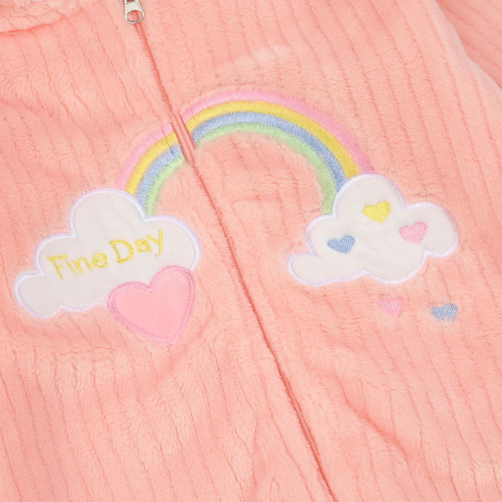 Infant Unisex Faux fur Romper-PINK