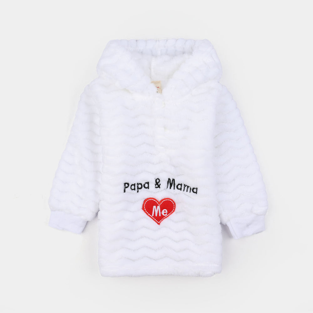 Infant Boys Faux fur 2 Pcs Suit -White