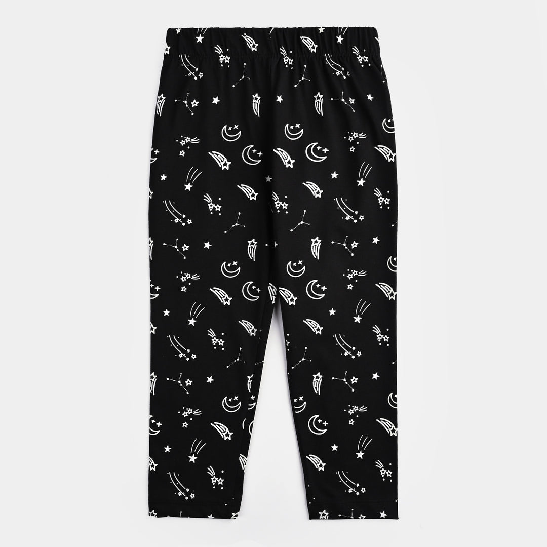 Boys Poly Cotton Jersey Night Suit STARS-BLACK