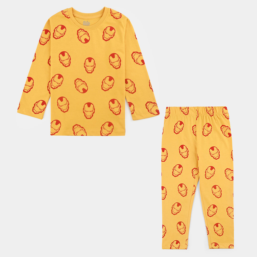 Boys Poly Cotton Jersey Night Suit - Yellow