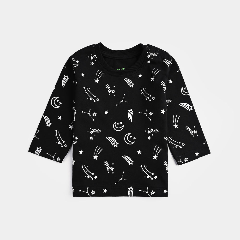 Infant Boys Poly Cotton Jersey Night Suit STARS-BLACK
