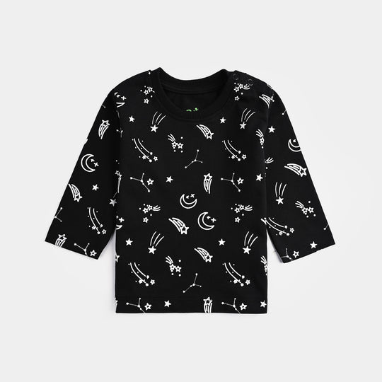 Infant Boys Poly Cotton Jersey Night Suit STARS-BLACK