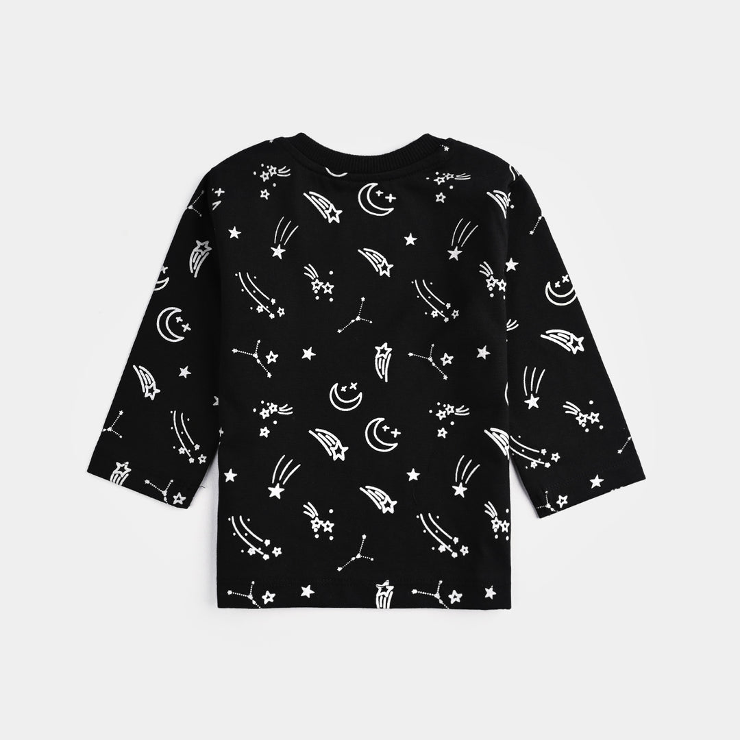 Infant Boys Poly Cotton Jersey Night Suit STARS-BLACK