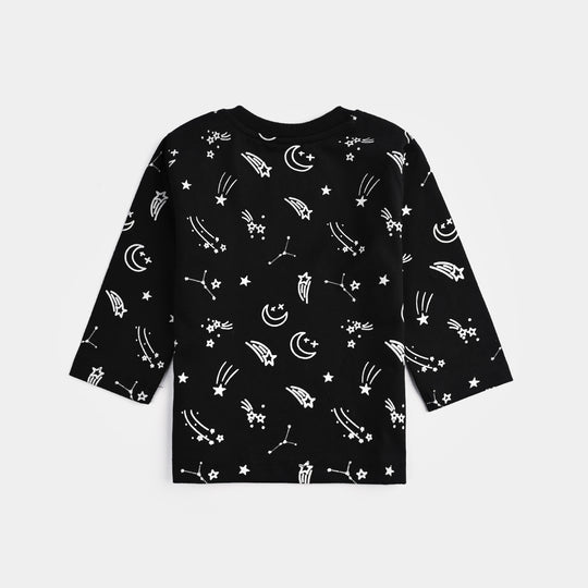 Infant Boys Poly Cotton Jersey Night Suit STARS-BLACK
