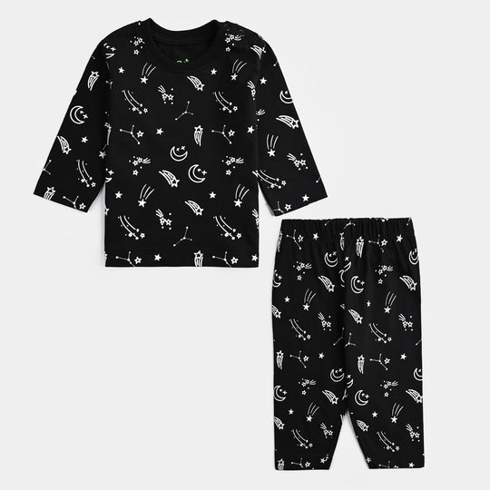 Infant Boys Poly Cotton Jersey Night Suit STARS-BLACK