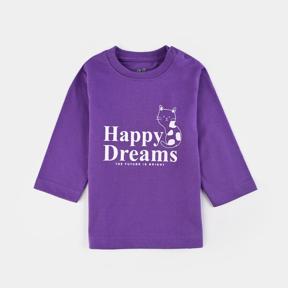 Infant Girls Poly Cotton Jersey Night Suit HAPPY DREAMS-Purple Heart