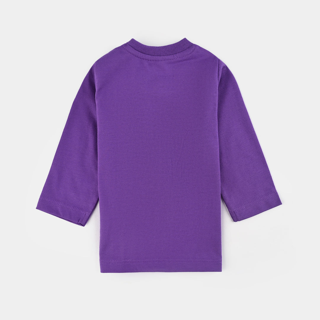 Infant Girls Poly Cotton Jersey Night Suit HAPPY DREAMS-Purple Heart
