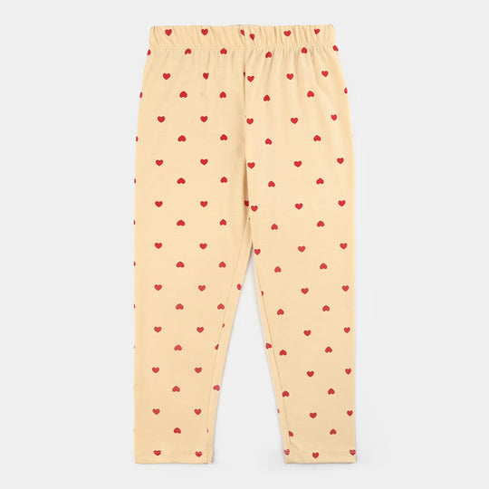 Girls Cotton Interlock Night Suit Hearts-Wood Ash