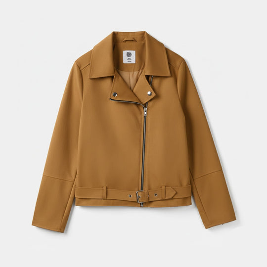 Girls Suede Biker Jacket-BROWN