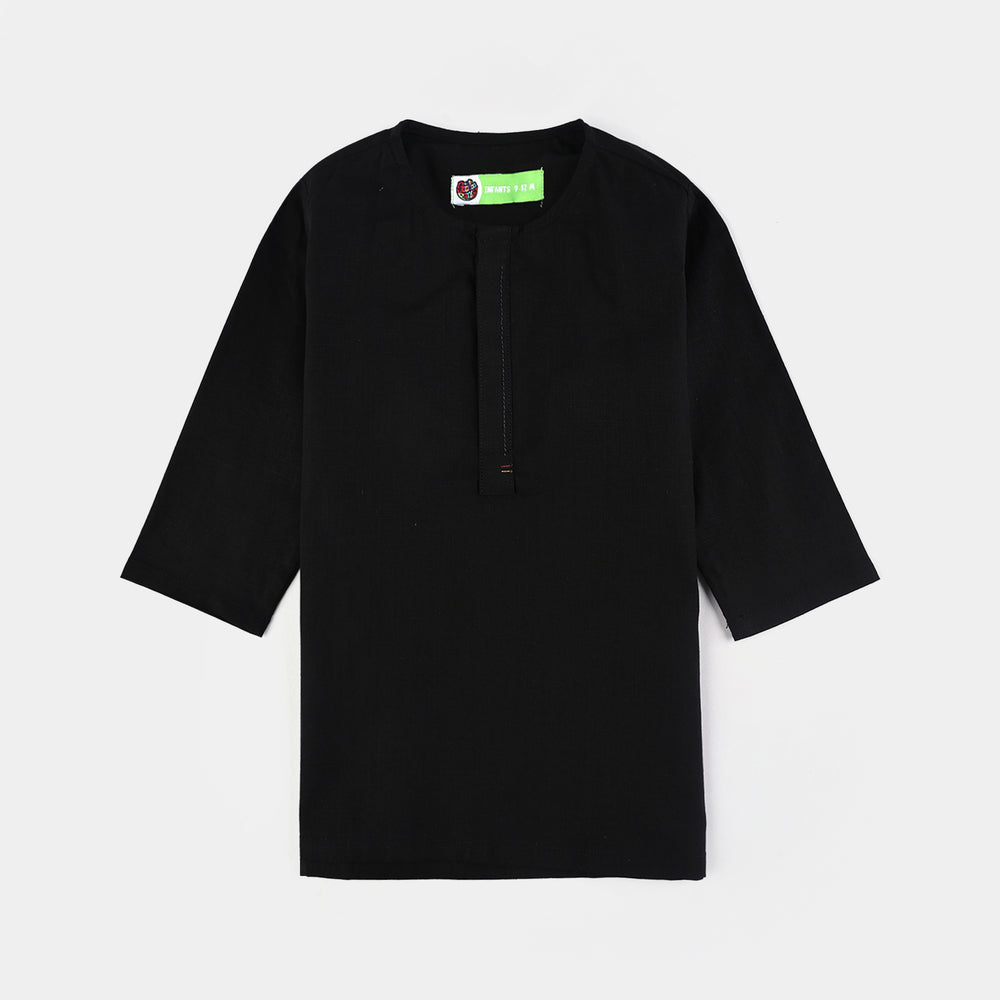 Infant Boys Cotton Slub 3 Piece suit (Black Beauty)-BLACK