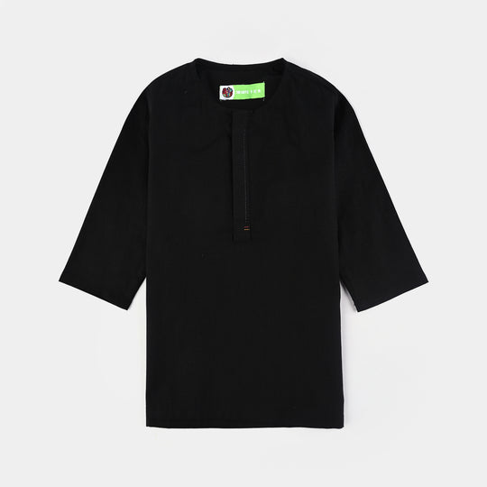 Infant Boys Cotton Slub 3 Piece suit (Black Beauty)-BLACK