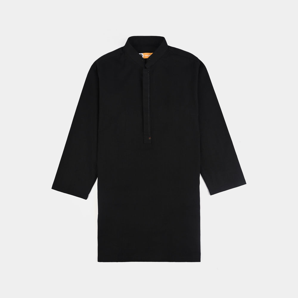 Boys Cotton Slub 3 Piece suit (Black Beauty)-BLACK
