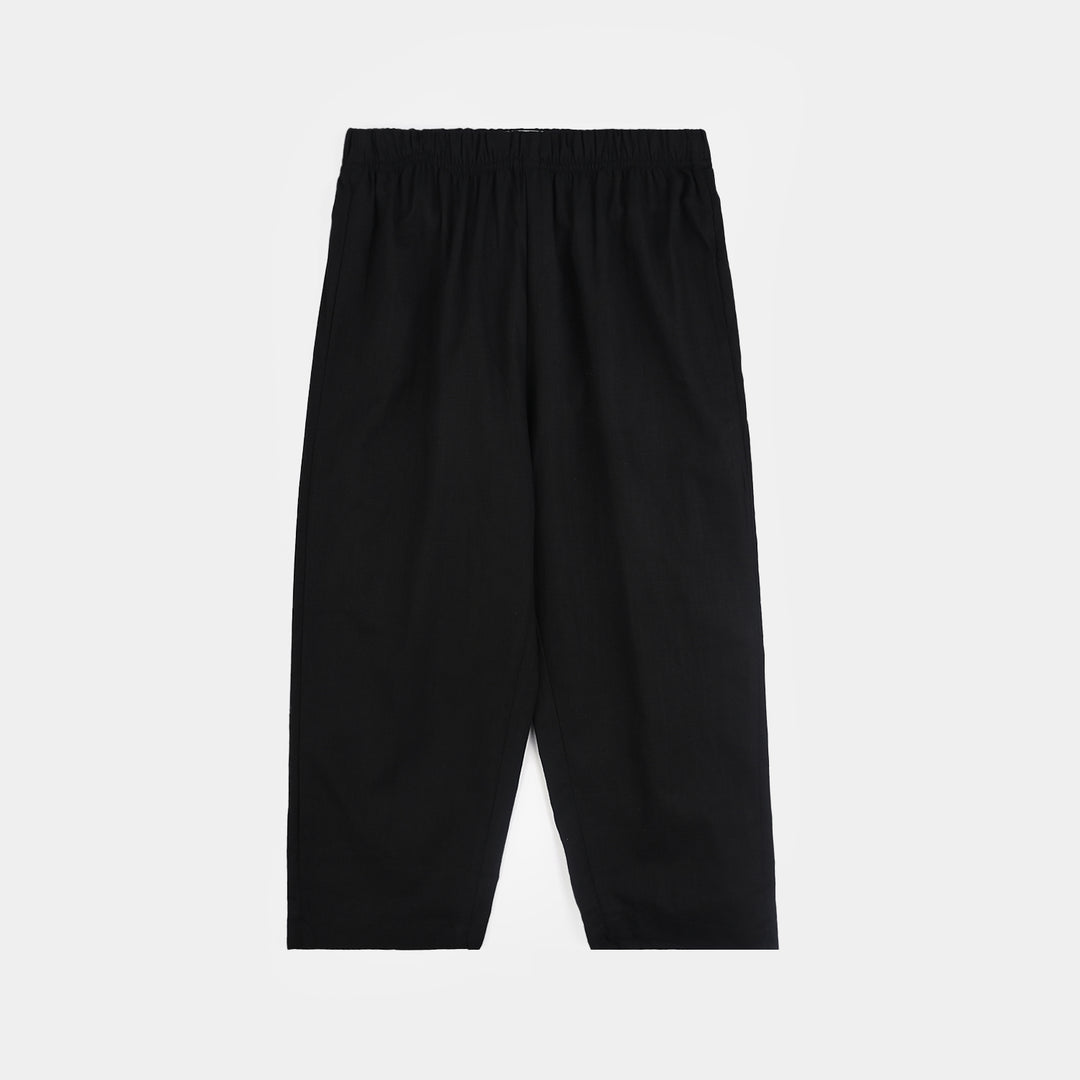 Boys Cotton Slub 3 Piece suit (Black Beauty)-BLACK