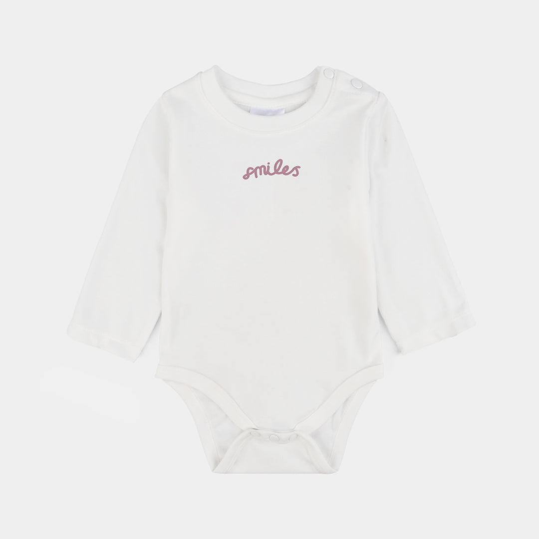 Infant Girls Cotton Interlock 3 PC Set-Pink/White/Beige