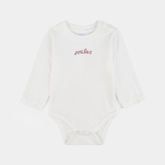 Infant Girls Cotton Interlock 3 PC Set-Pink/White/Beige