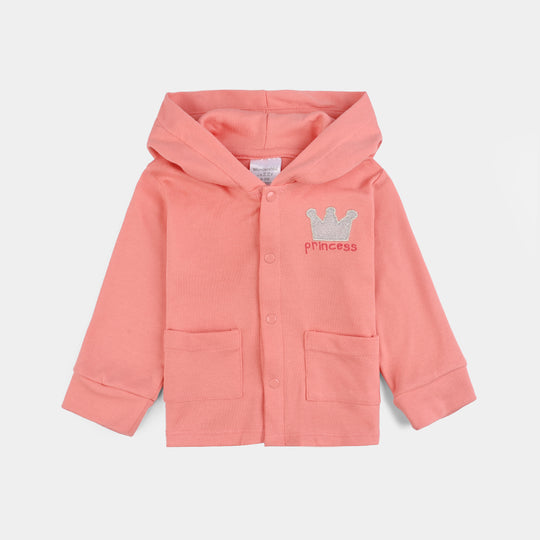 Infant Girls Cotton Interlock 3 PC Set-Peach/White
