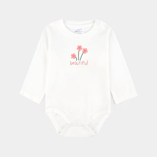 Infant Girls Cotton Interlock 3 PC Set-Peach/White