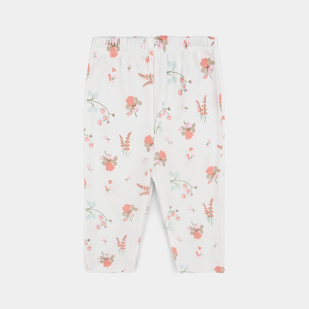 Infant Girls Cotton Interlock 3 PC Set-Peach/White