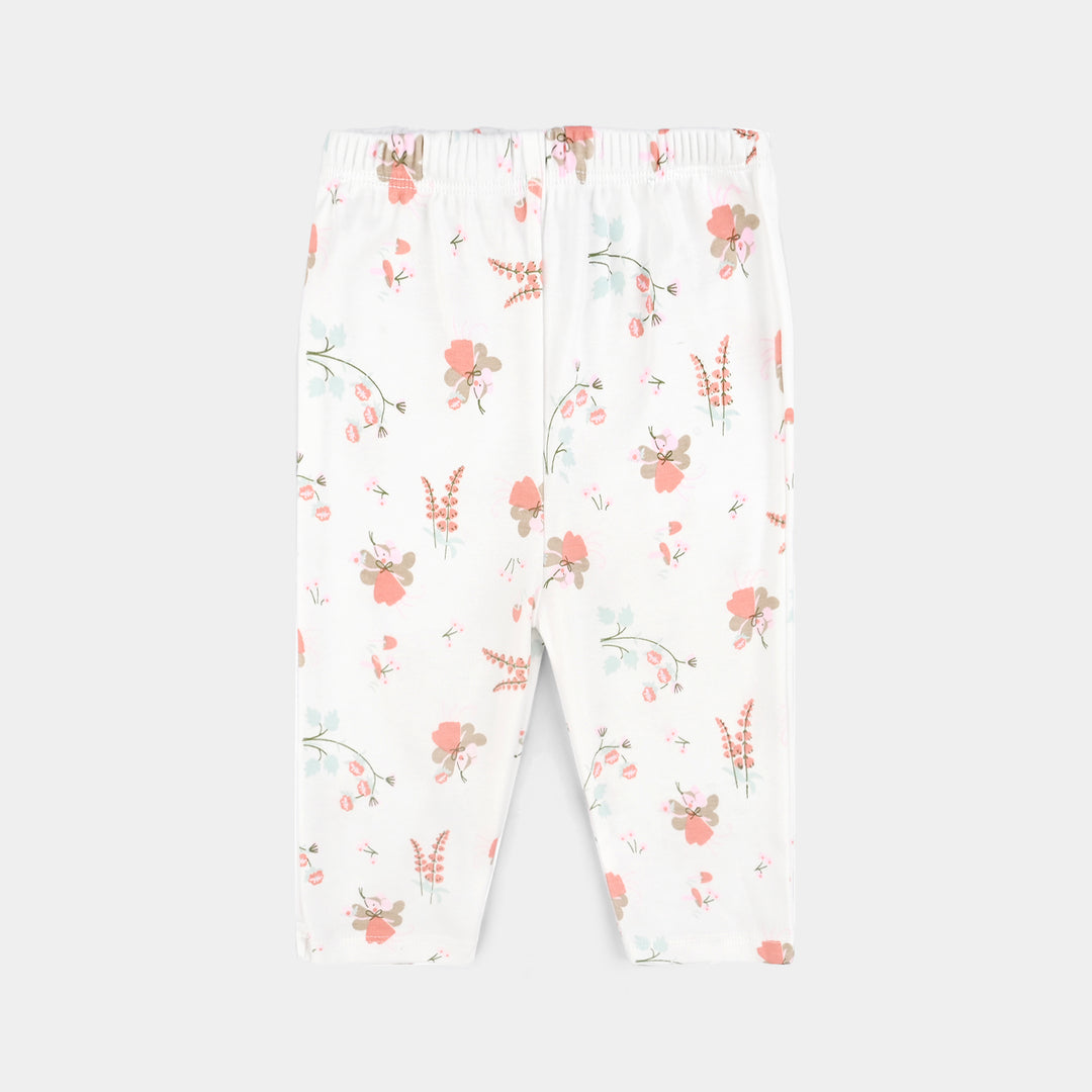 Infant Girls Cotton Interlock 3 PC Set-Peach/White
