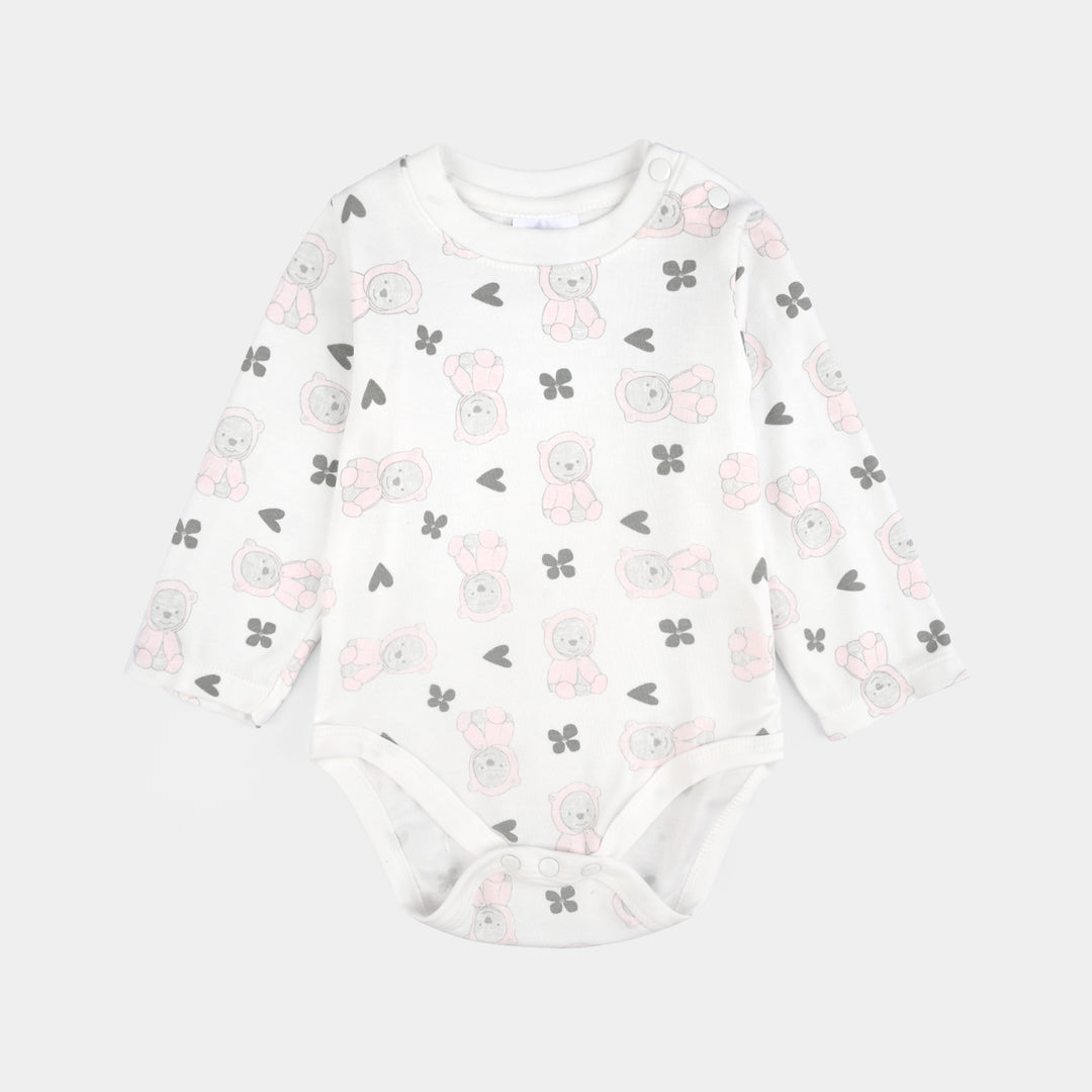 Infant Girls Cotton Interlock 3 PC Set-Grey/White/Pink